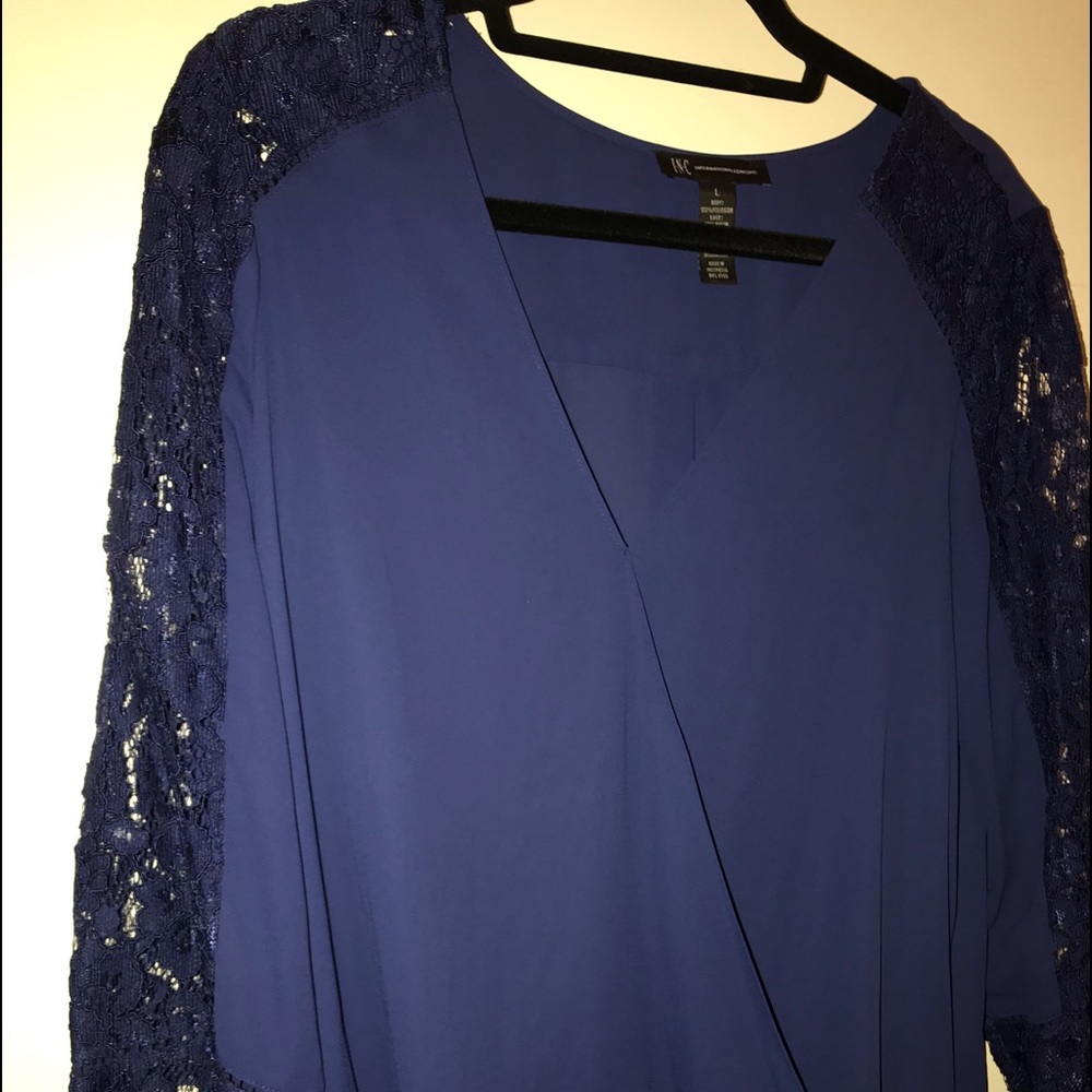 INC blouse. Long sleeve with lace trim on sleeves